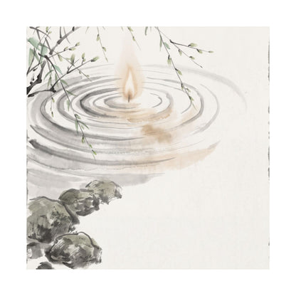 Zen Water Ripple in Candlelight | Sumi E Wall Art Print