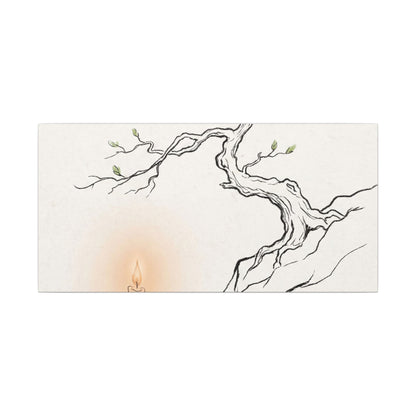 Candlelight Pine Tree Canvas Art - Japandi Shibui