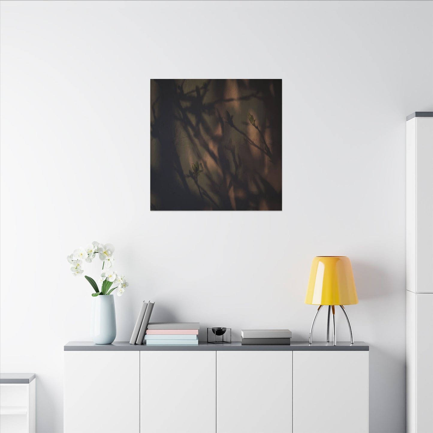 Candlelight Shadow Play Canvas Art - Dark Japandi Shibui