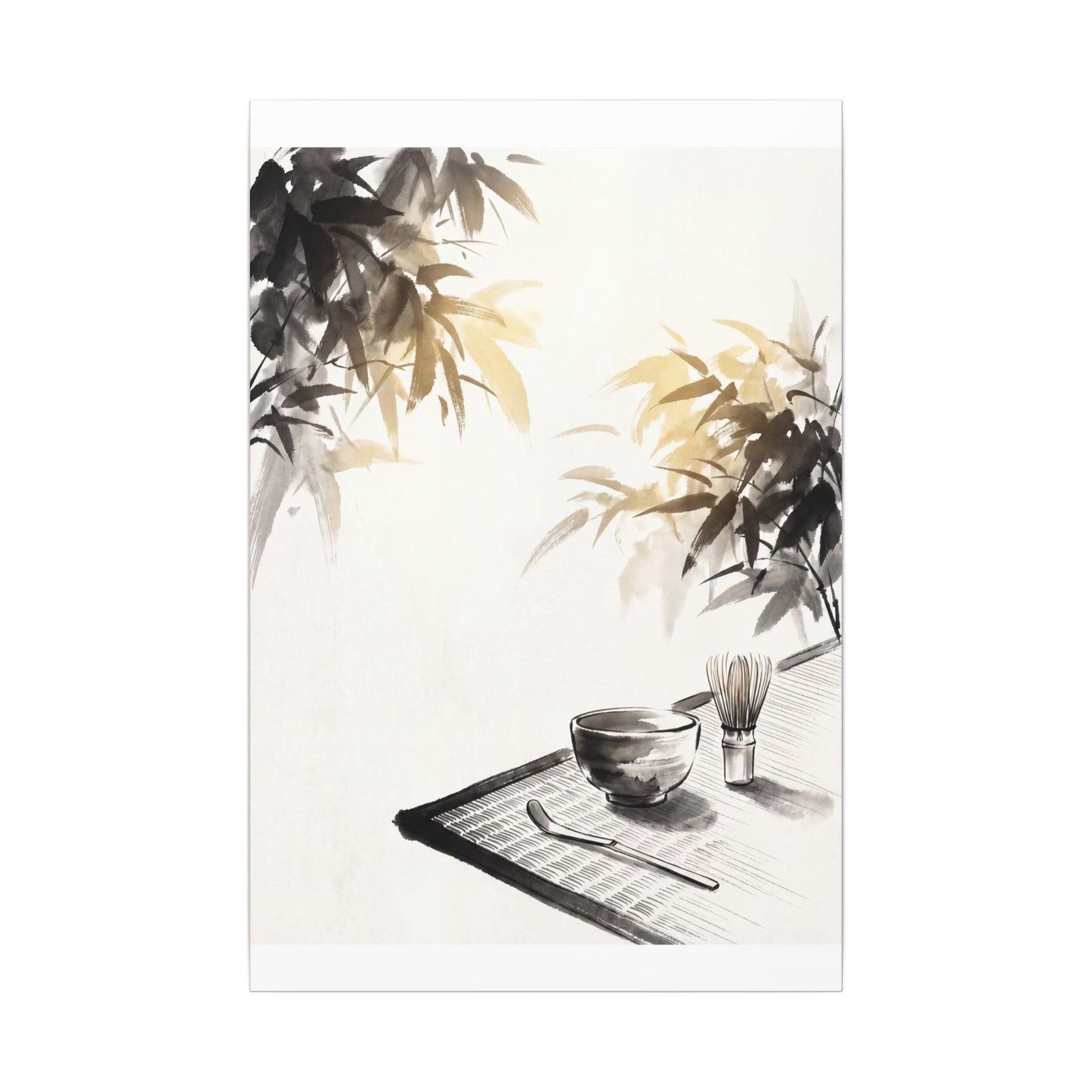 Tea Ceremony Sumi E Canvas Art | Serene Zen Art