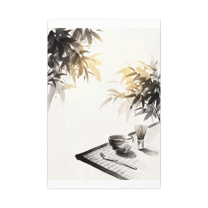 Tea Ceremony Sumi E Canvas Art | Serene Zen Art