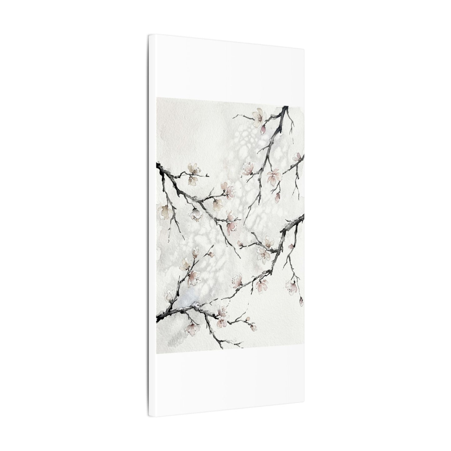 Cherry Blossom Canvas Art | Winter Japandi Watercolor Art