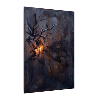Winter Rust Patina Charcoal Ink Canvas Art | Atmospheric Decor