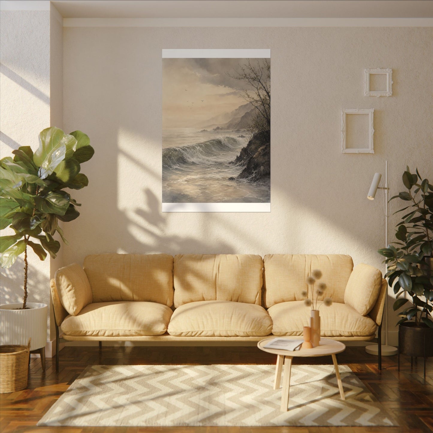 Ocean Wave Spring Canvas Art | Japandi Elegant Design