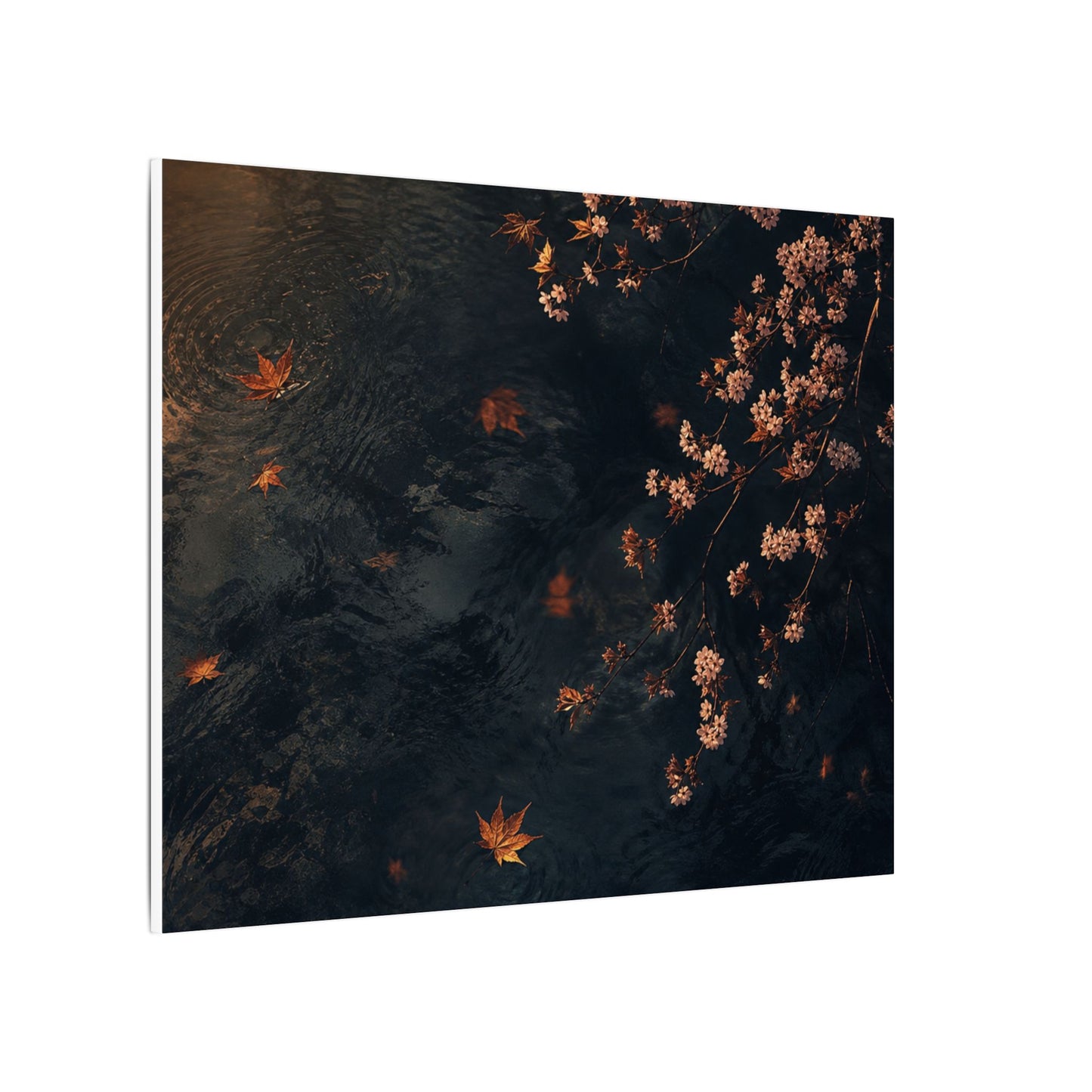 Golden Hour Cherry Blossom Canvas Art - Dark Japandi Kanso