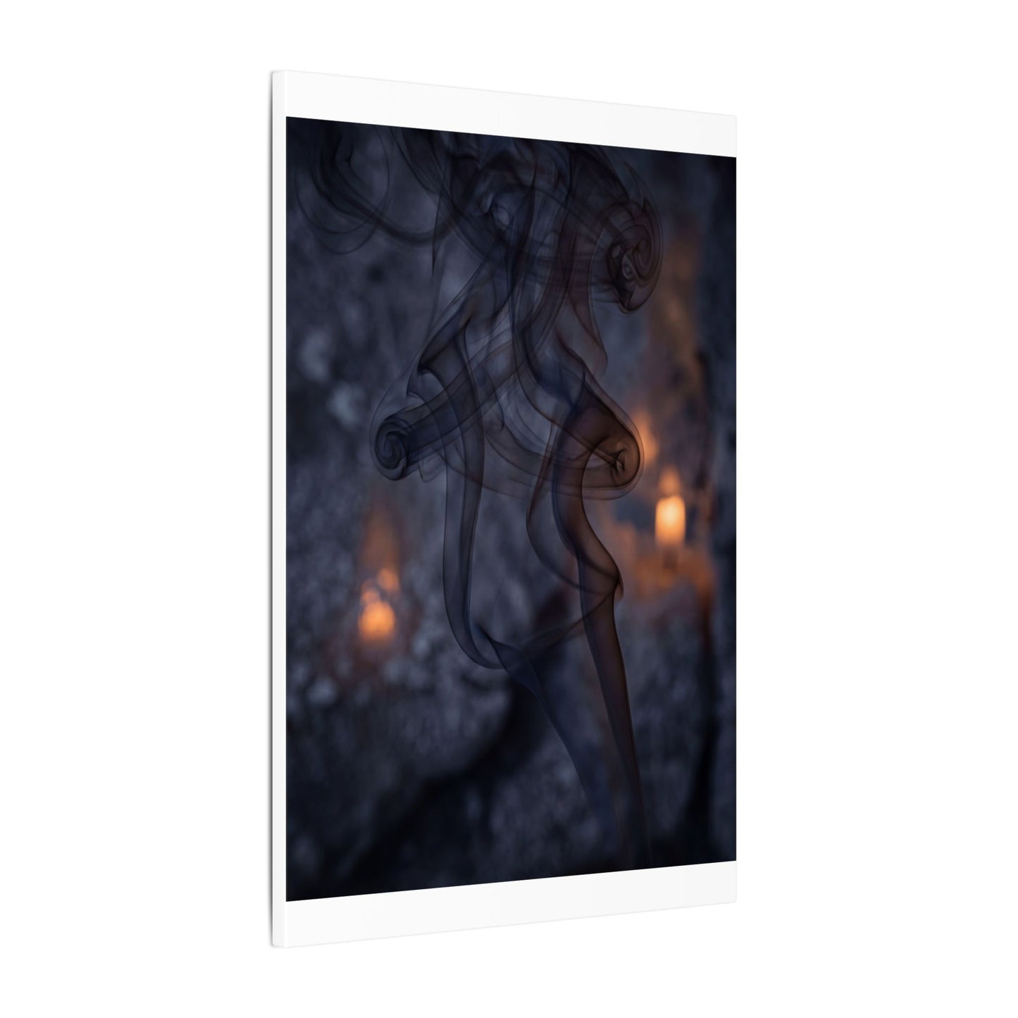 Incense Smoke Winter Canvas Art | Dark Japandi Sophisticated Design