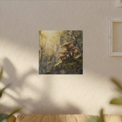 Wild Mushrooms Canvas Art | Spring Japandi Watercolor Art