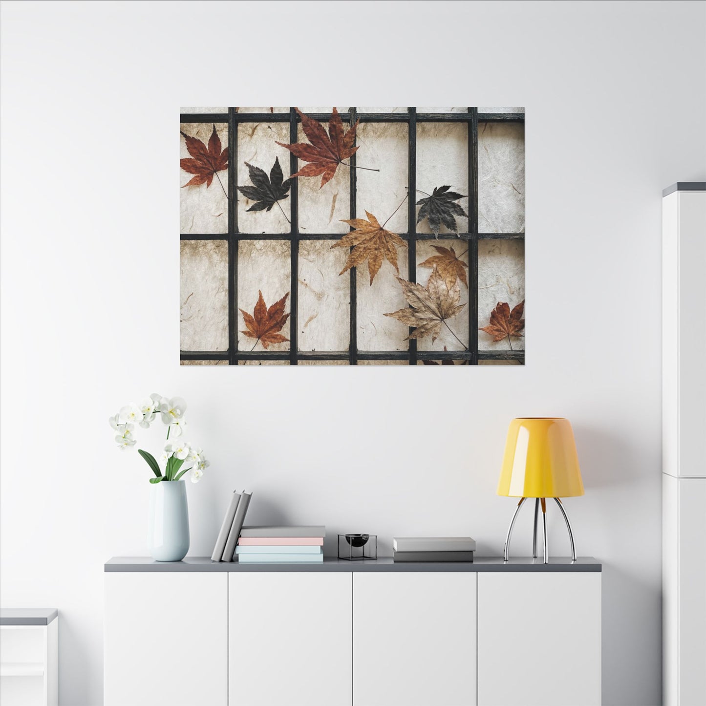 Japandi Shoji Screen in Overcast | Texture Canvas Art