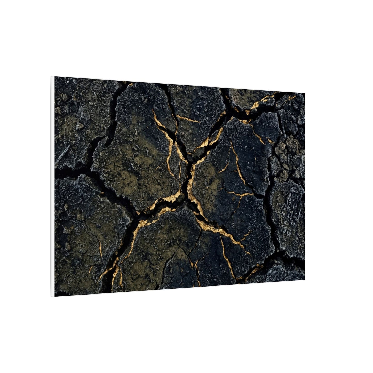 Overcast Cracked Earth Canvas Art - Dark Japandi Ma