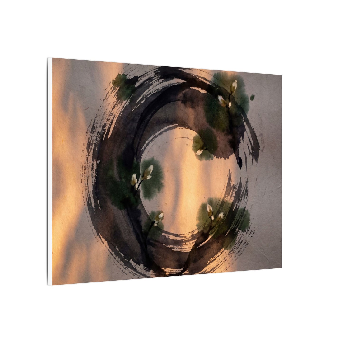 Ink Brushstroke Spring Canvas Art | Dark Japandi Bold Design