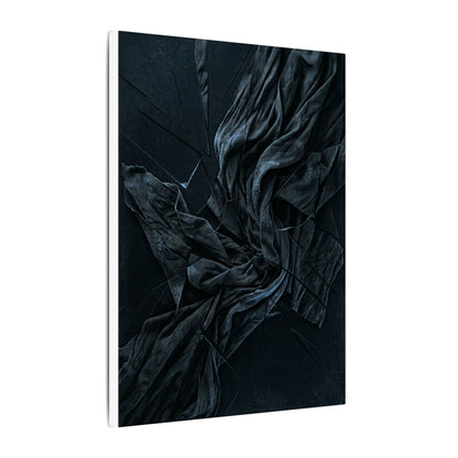 Dark Japandi Silk Drape in Moonlight | Moody Minimal Canvas Art