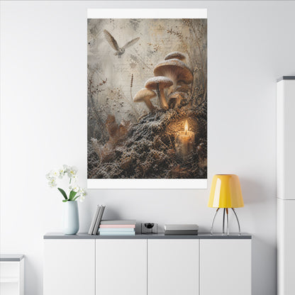 Wild Mushrooms Texture Canvas Art | Elegant Japandi Art