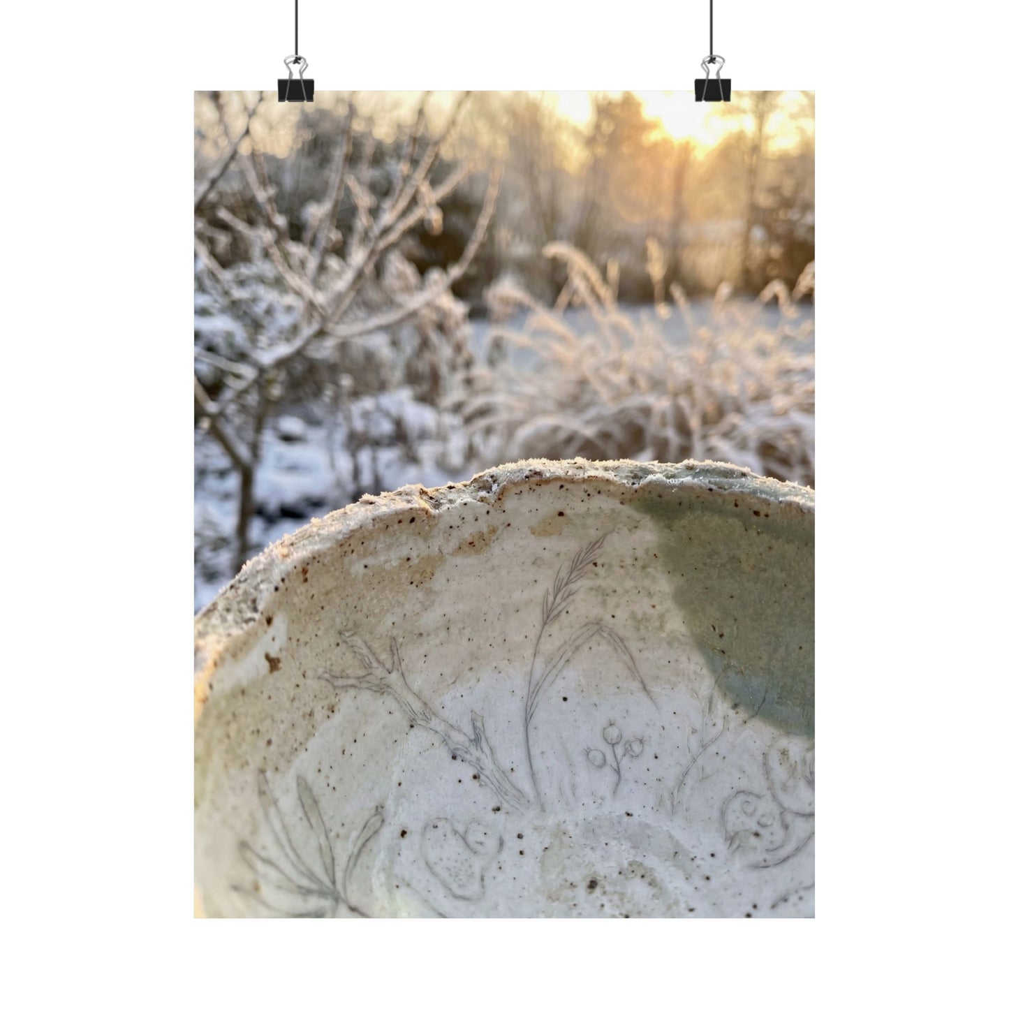 Winter Ceramic Bowl Minimal Line Wall Art Print | Cozy Decor