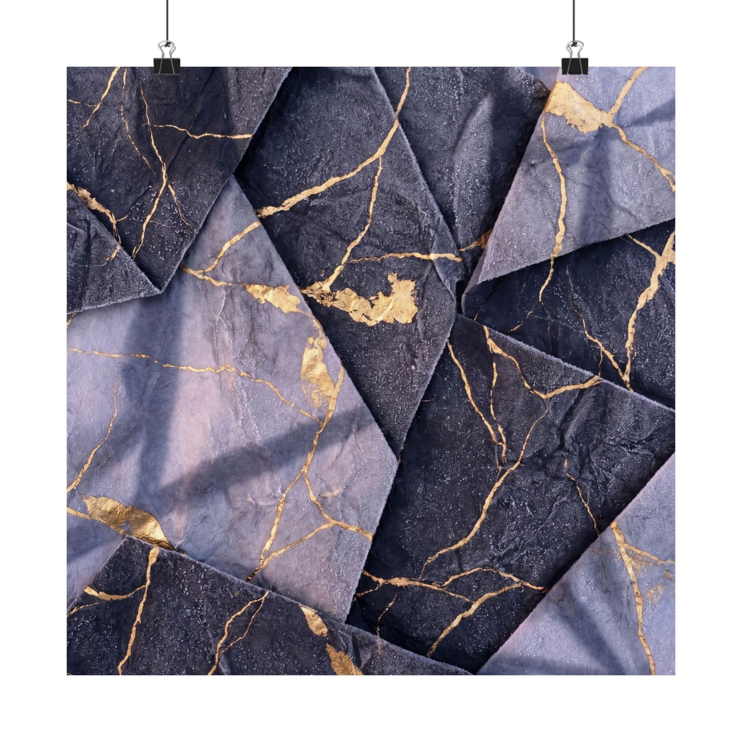 Artful Paper Fold Wall Art Print - Gold Vein Kintsugi