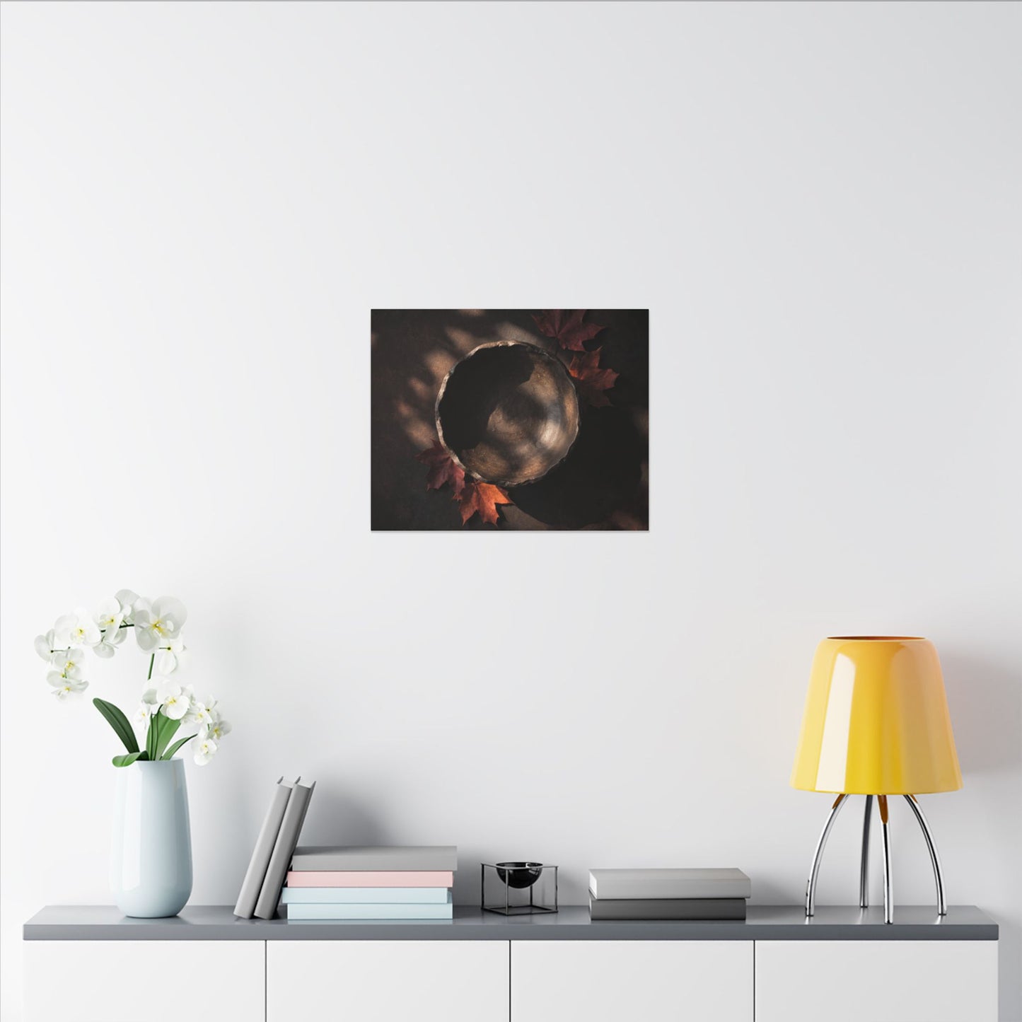 Ceramic Bowl Canvas Art | Autumn Dark Japandi Dark Texture Art