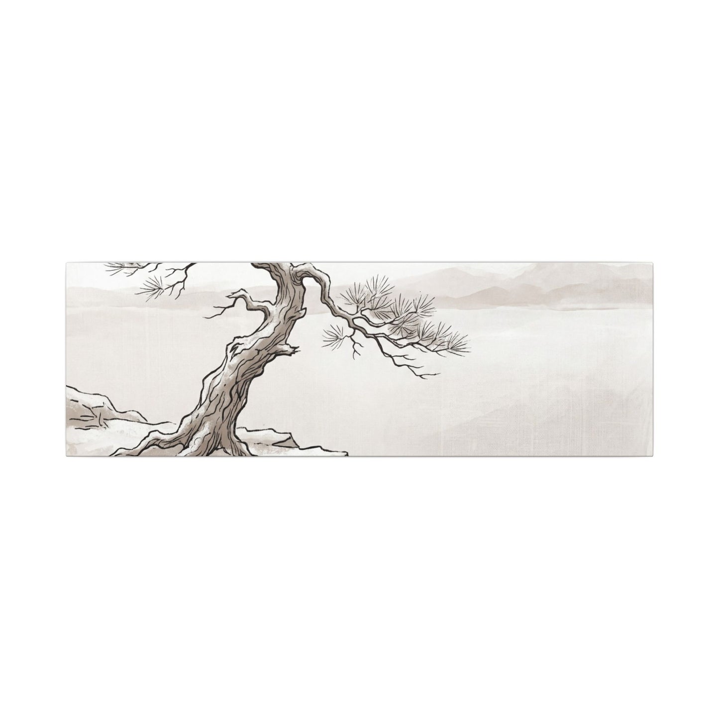 Neutral Pine Tree Canvas Art - Minimal Line Japandi