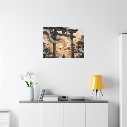 Torii Gate Ukiyo E Inspired Canvas Art | Serene Zen Art