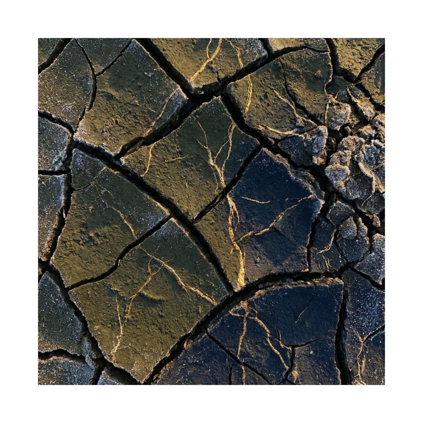 Kanso Cracked Earth Wall Art Print - Dark Japandi Moody Minimal