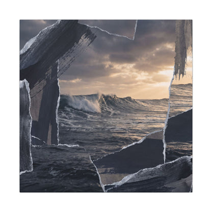 Fukinsei Ocean Wave Canvas Art - Dark Japandi Shadow Zen