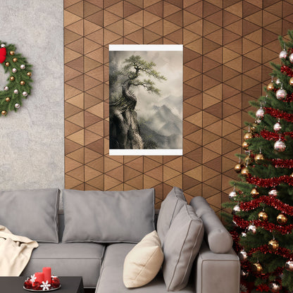 Japandi Pine Tree in Dappled | Watercolor Wall Art Print