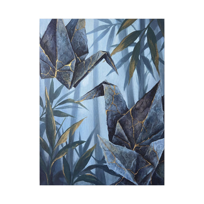 Paper Fold Canvas Art | Summer Kintsugi Crackle Gold Art