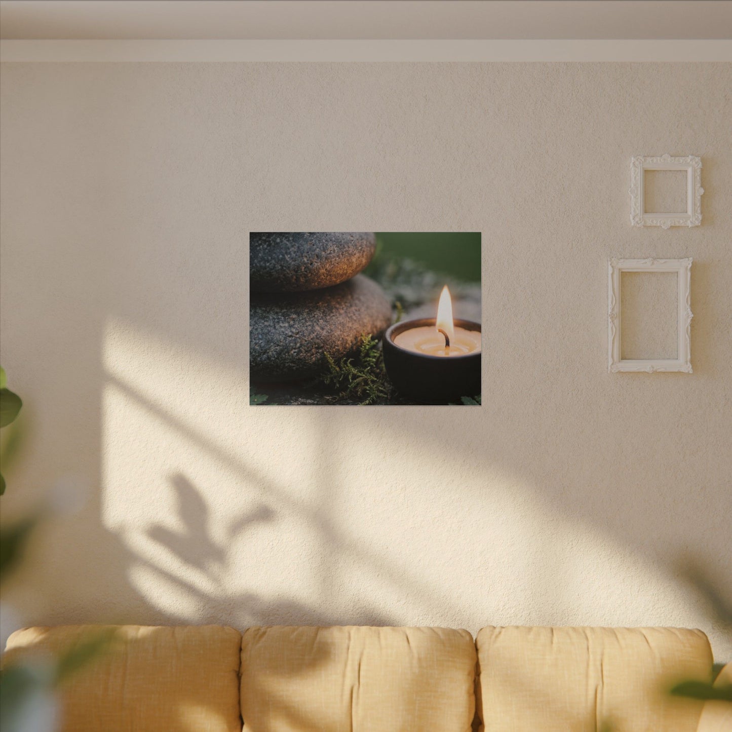 Warm River Stones Canvas Art - Japanese Pattern Japandi