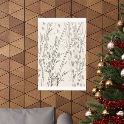 Bamboo Grove Wall Art Print | Spring Japandi Minimal Line Art