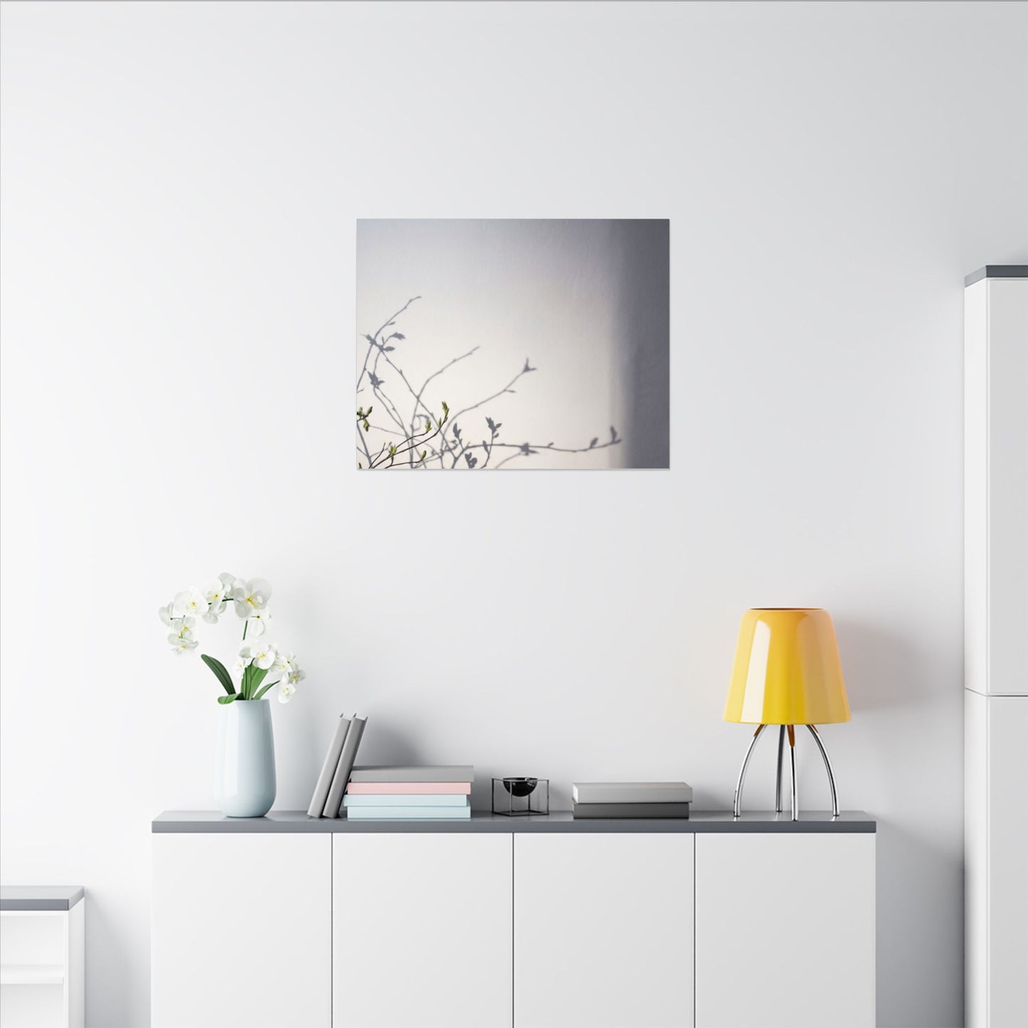 Japandi Shadow Play in Dawn | Japanese Pattern Canvas Art