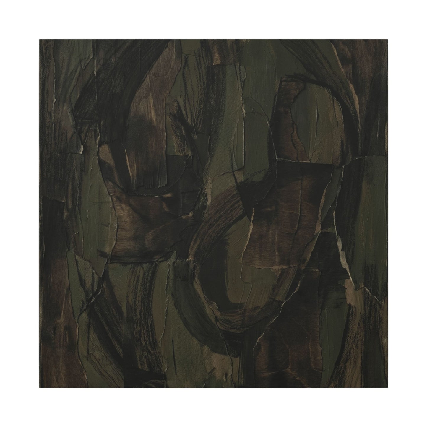 Mixed Media Dark Japandi Textured Canvas Art