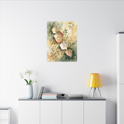 Japandi Broken Pottery in Golden Hour | Watercolor Canvas Art