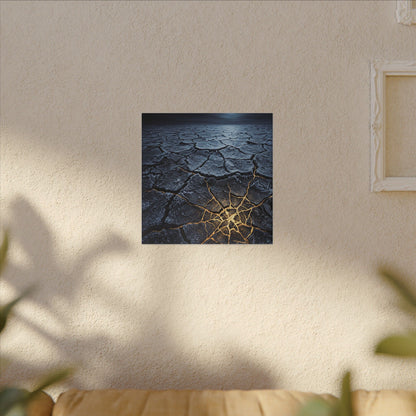 Moonlight Cracked Earth Canvas Art - Kintsugi Mono No Aware