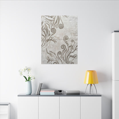 Japandi Fern Unfurling in Overcast | Japanese Pattern Canvas Art