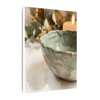 Ceramic Bowl Canvas Art | Summer Japandi Watercolor Art