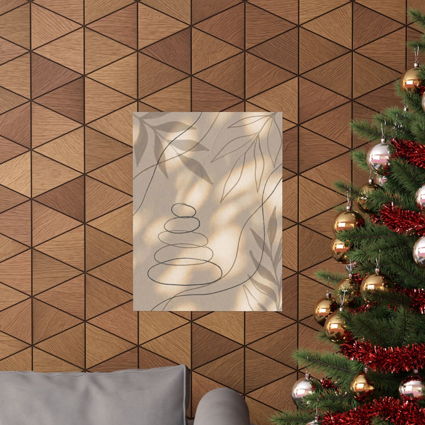 Kanso River Stones Wall Art Print - Japandi Minimal Line