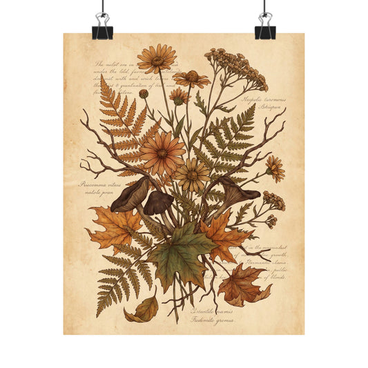 Fukinsei Dried Flowers Wall Art Print - Cottagecore Vintage Botanical