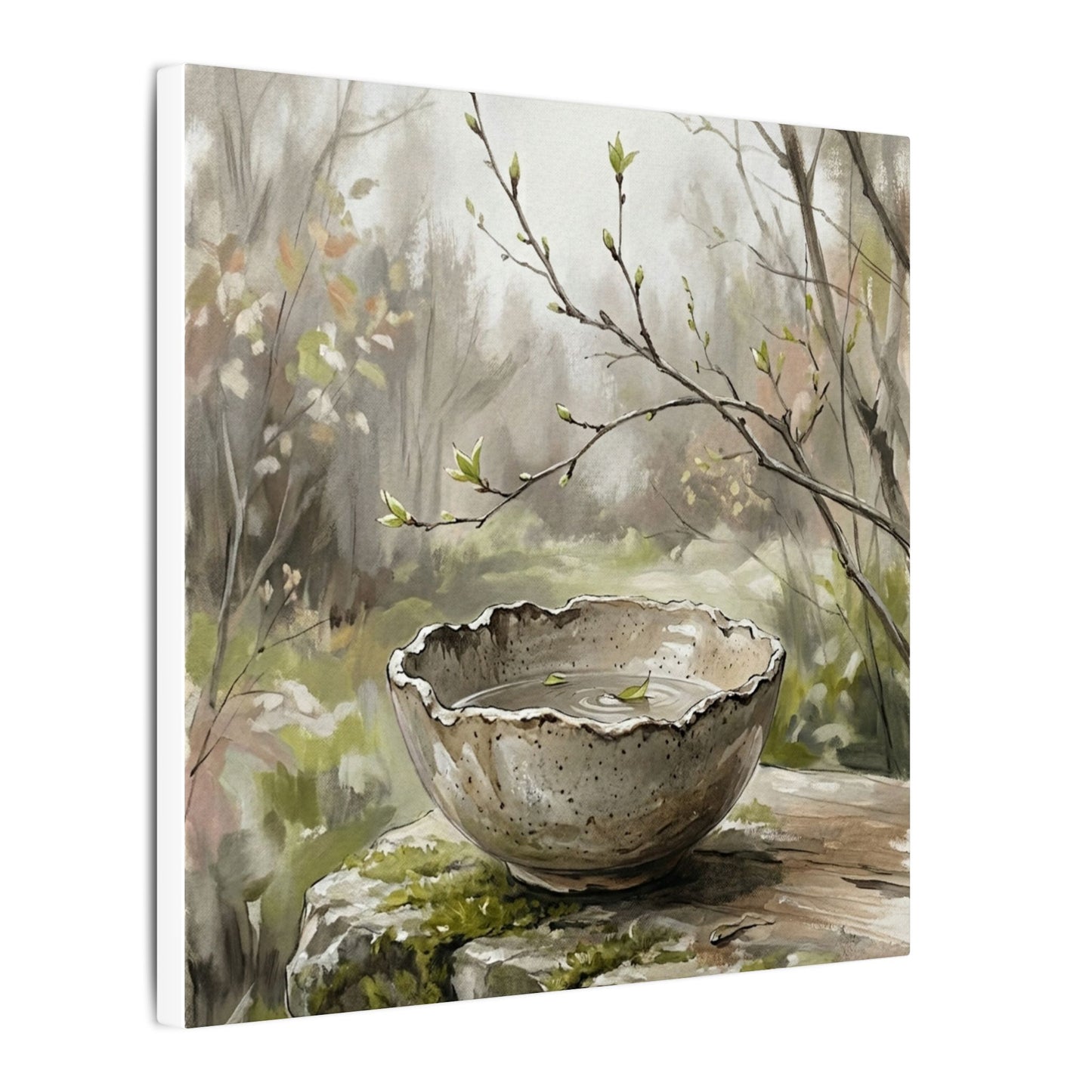 Japandi Ceramic Bowl in Overcast | Minimal Line Canvas Art