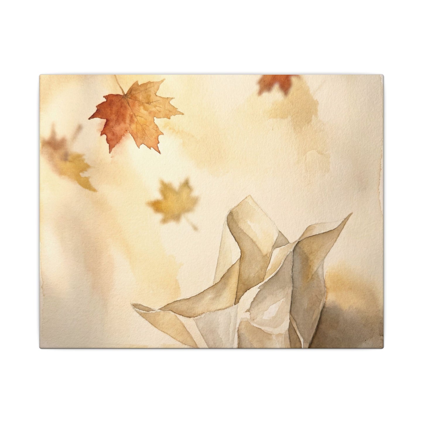 Japandi Paper Fold in Golden Hour | Watercolor Canvas Art