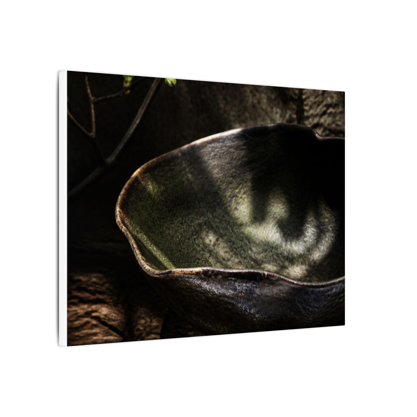 Sophisticated Ceramic Bowl Canvas Art - Dark Texture Dark Japandi