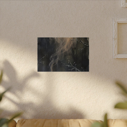 Incense Smoke Winter Canvas Art | Dark Japandi Moody Design