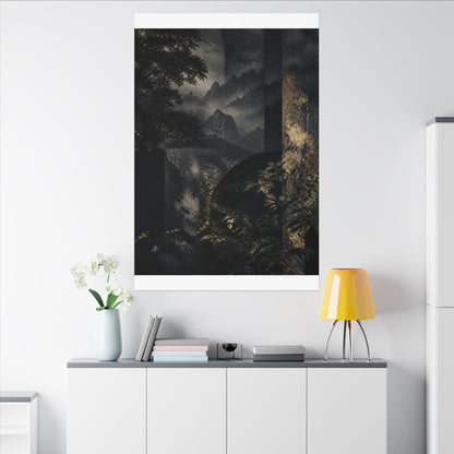 Mountain Mist Summer Canvas Art | Dark Japandi Atmospheric Design