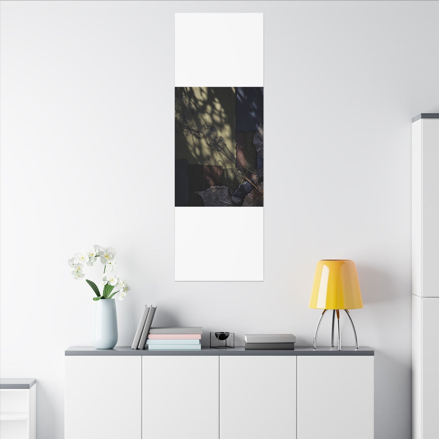 Ma Incense Smoke Canvas Art - Dark Japandi Dark Texture