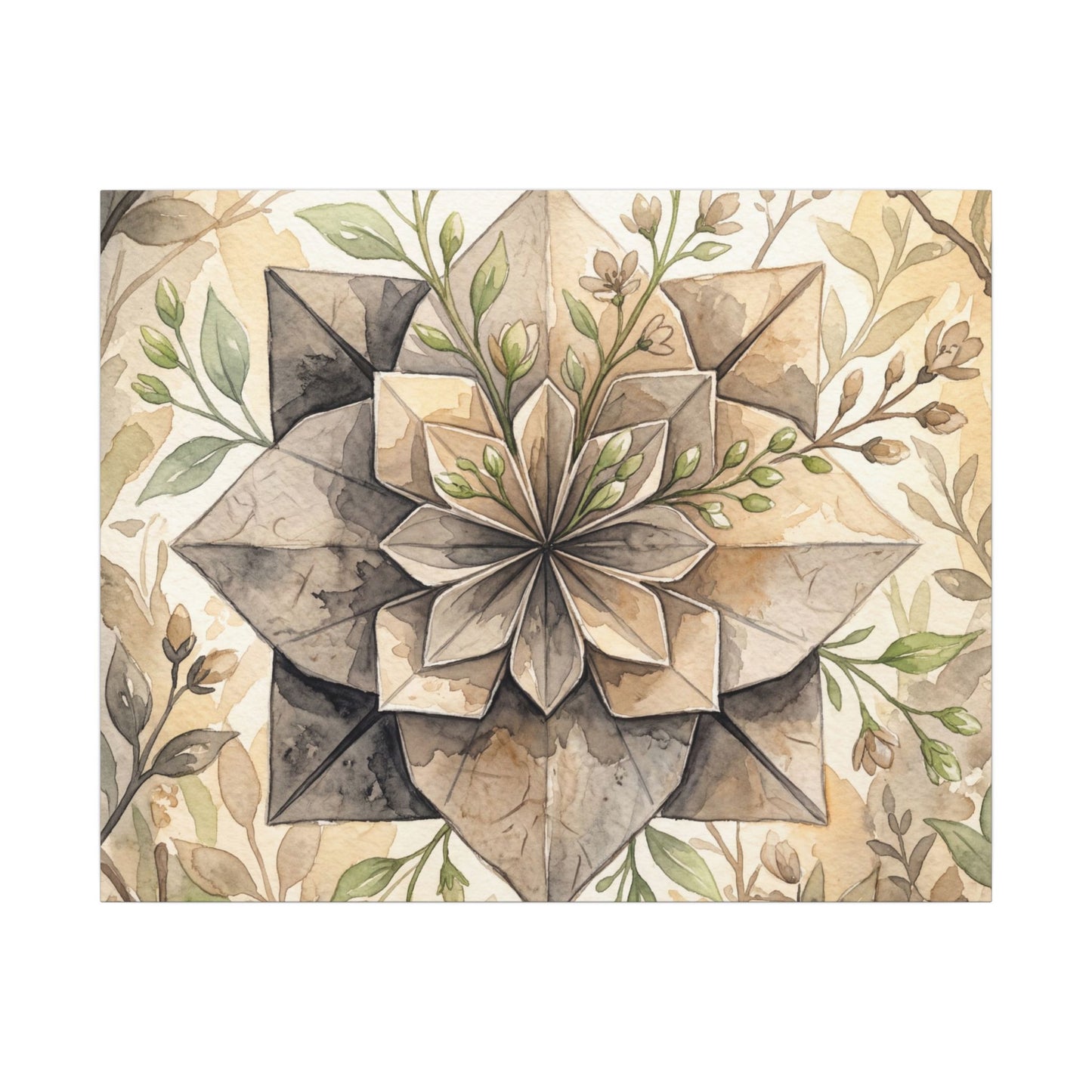 Warm Paper Fold Canvas Art - Watercolor Japandi