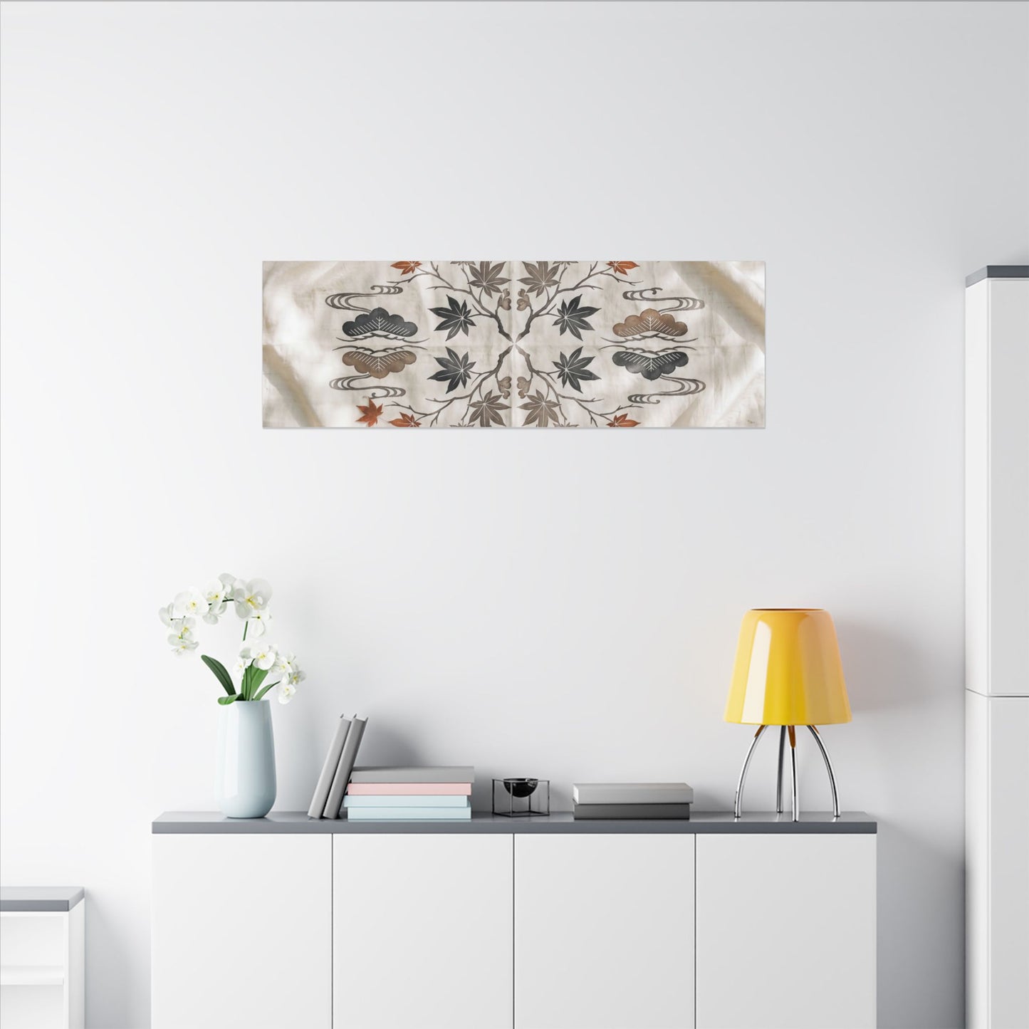 Elegant Silk Drape Canvas Art - Japanese Pattern Japandi