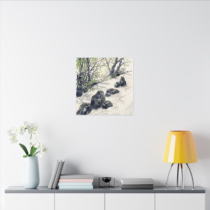 Dappled Rock Garden Canvas Art - Zen Mono No Aware