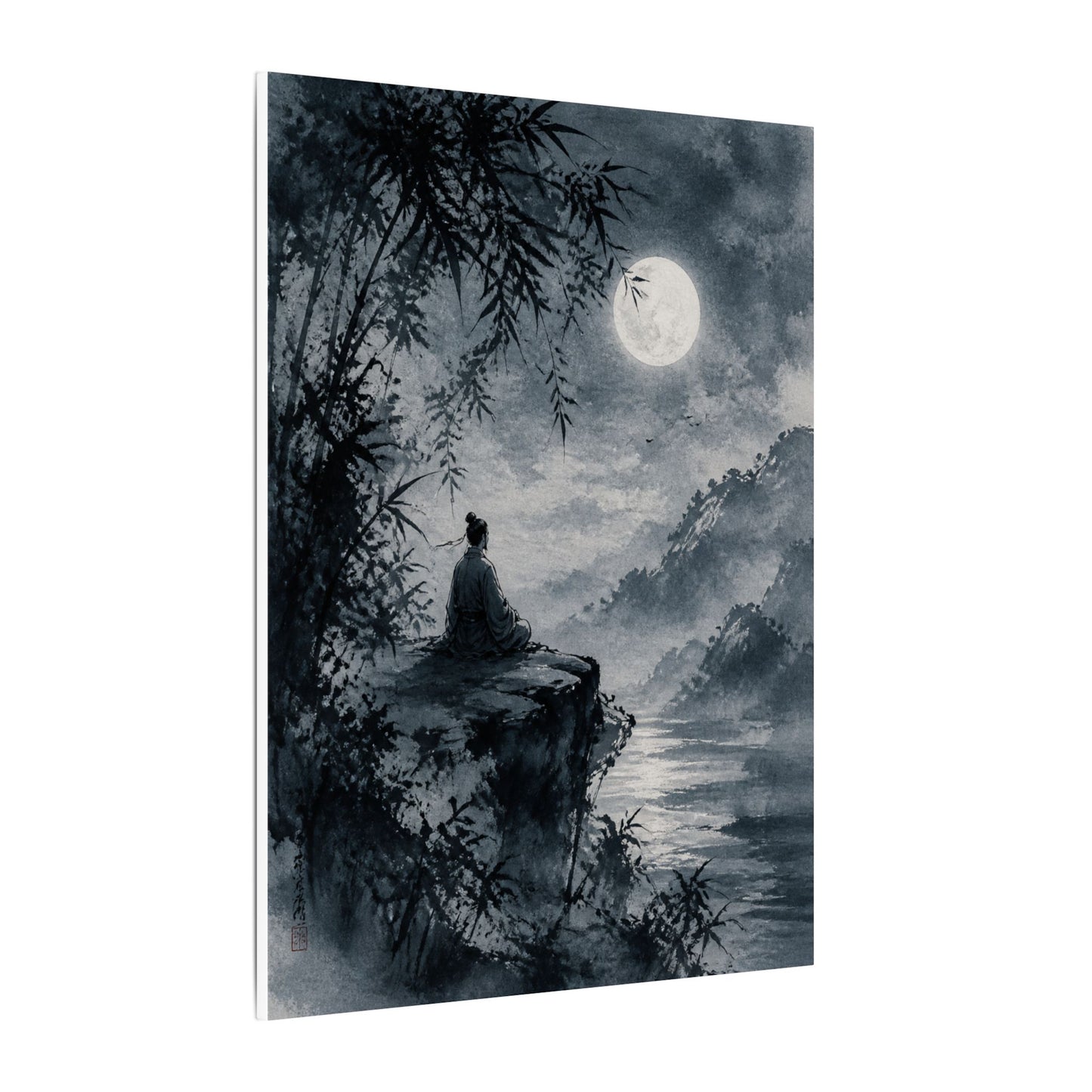 Ink Brushstroke Sumi E Canvas Art | Serene Zen Art
