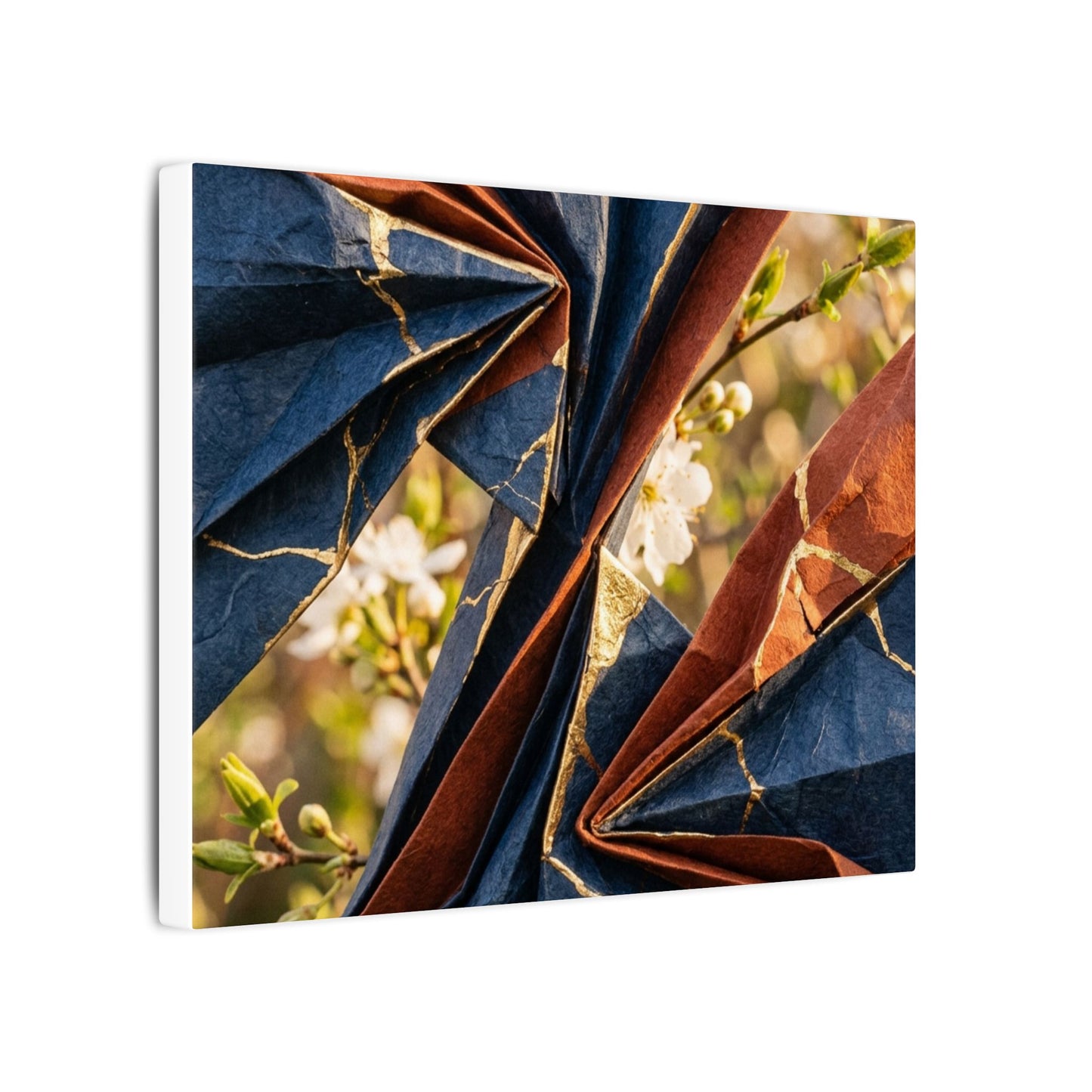 Kintsugi Paper Fold in Golden Hour | Crackle Gold Canvas Art