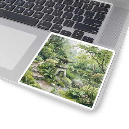 Seijaku Stone Lantern Sticker - Japandi Watercolor Art Print
