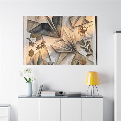 Golden Hour Paper Fold Canvas Art - Japandi Seijaku
