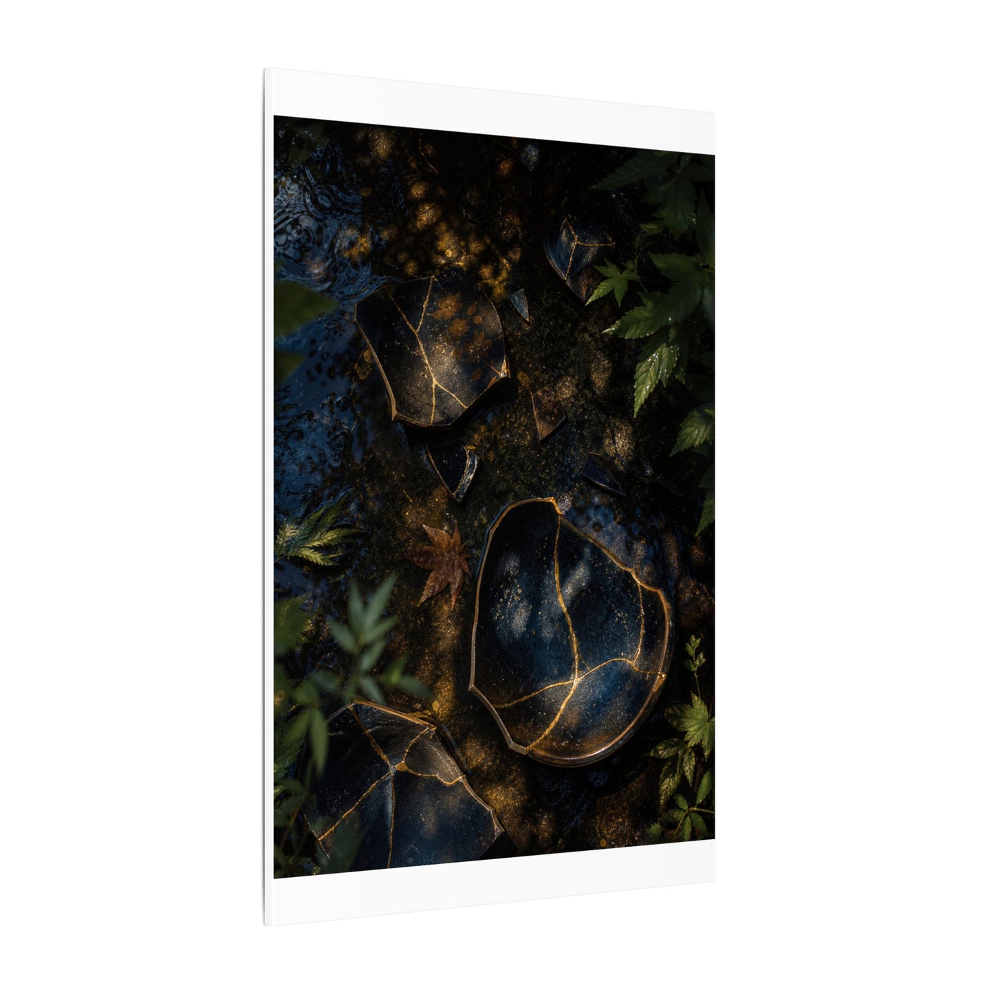 Dark Japandi Broken Pottery in Dappled | Shadow Zen Canvas Art