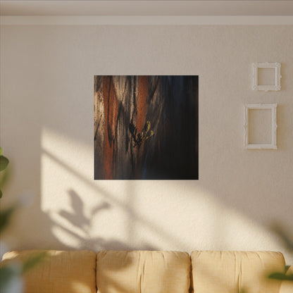 Rust Patina Charcoal Ink Canvas Art | Moody Dark Japandi Art